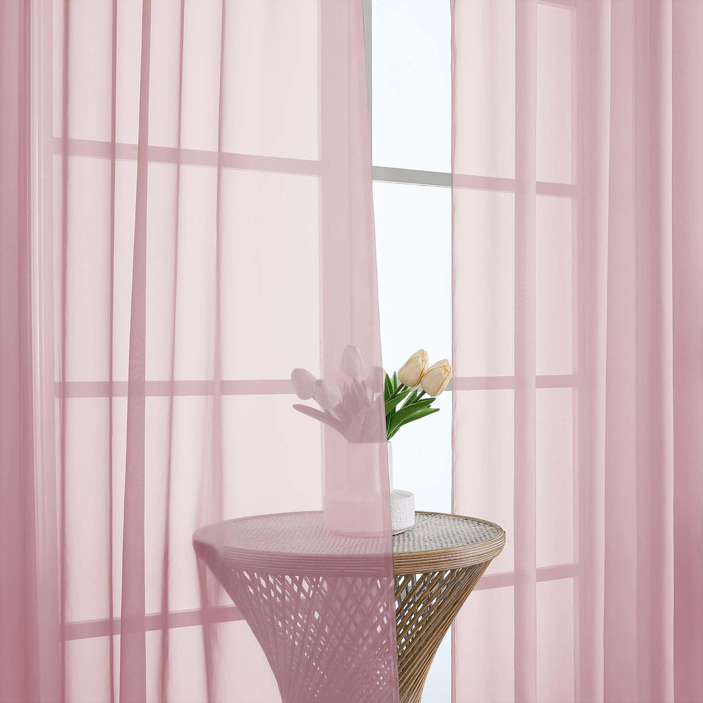 Extra Long Blush Pink Sheer Curtains 108 Inches Long 2 Panels (2 Count)