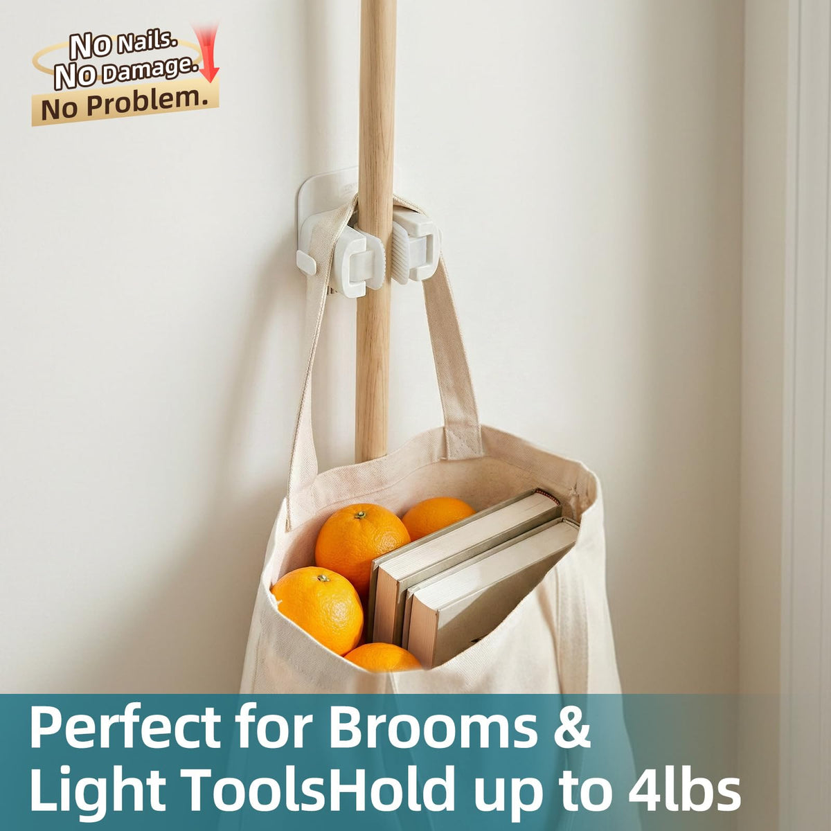 Mop and Broom Holder Wall Mount Grippers (2 Count)