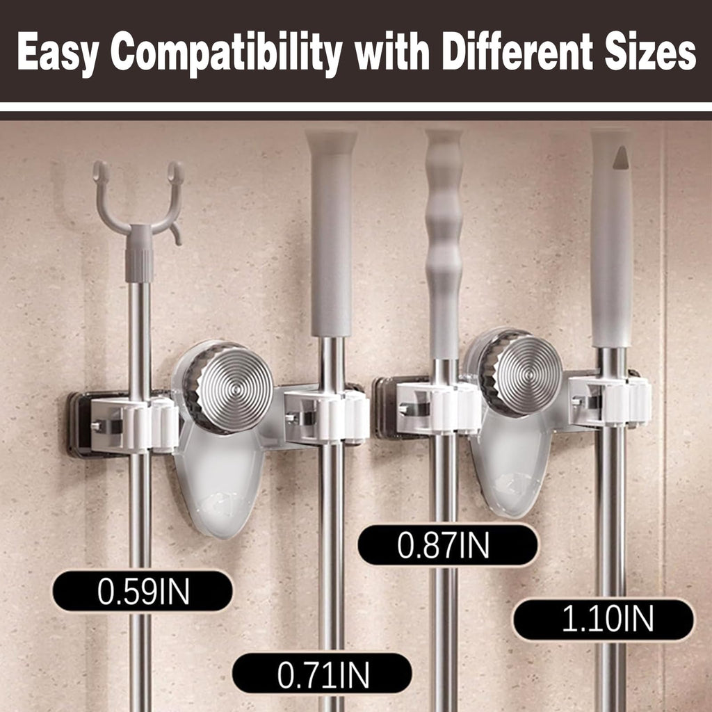 6 Pack Broom Holder Wall Mount Mop Hanger
