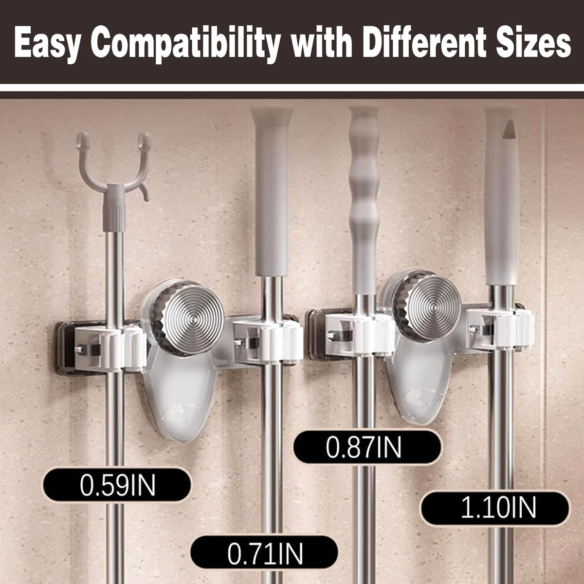 6 Pack Broom Holder Wall Mount Mop Hanger