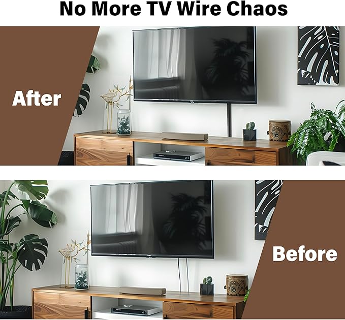 Cord Hider for Wall Mounted TV, 118" Cable Cover for 2-3 Cables with Side Open, Flexible Silicone Wire Raceway Management,Self-Adhesive Cord Organizer,Wire Concealer Channel, Black