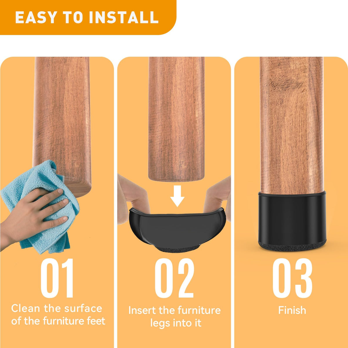 Chair Leg Protectors for Hardwood Floors (16 Count)