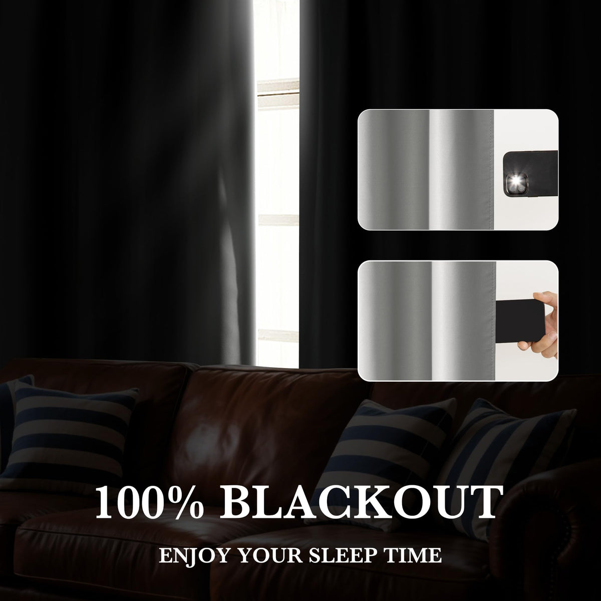 100% Blackout Bathroom Curtains Over Sink 24 inches Long (2 Count)