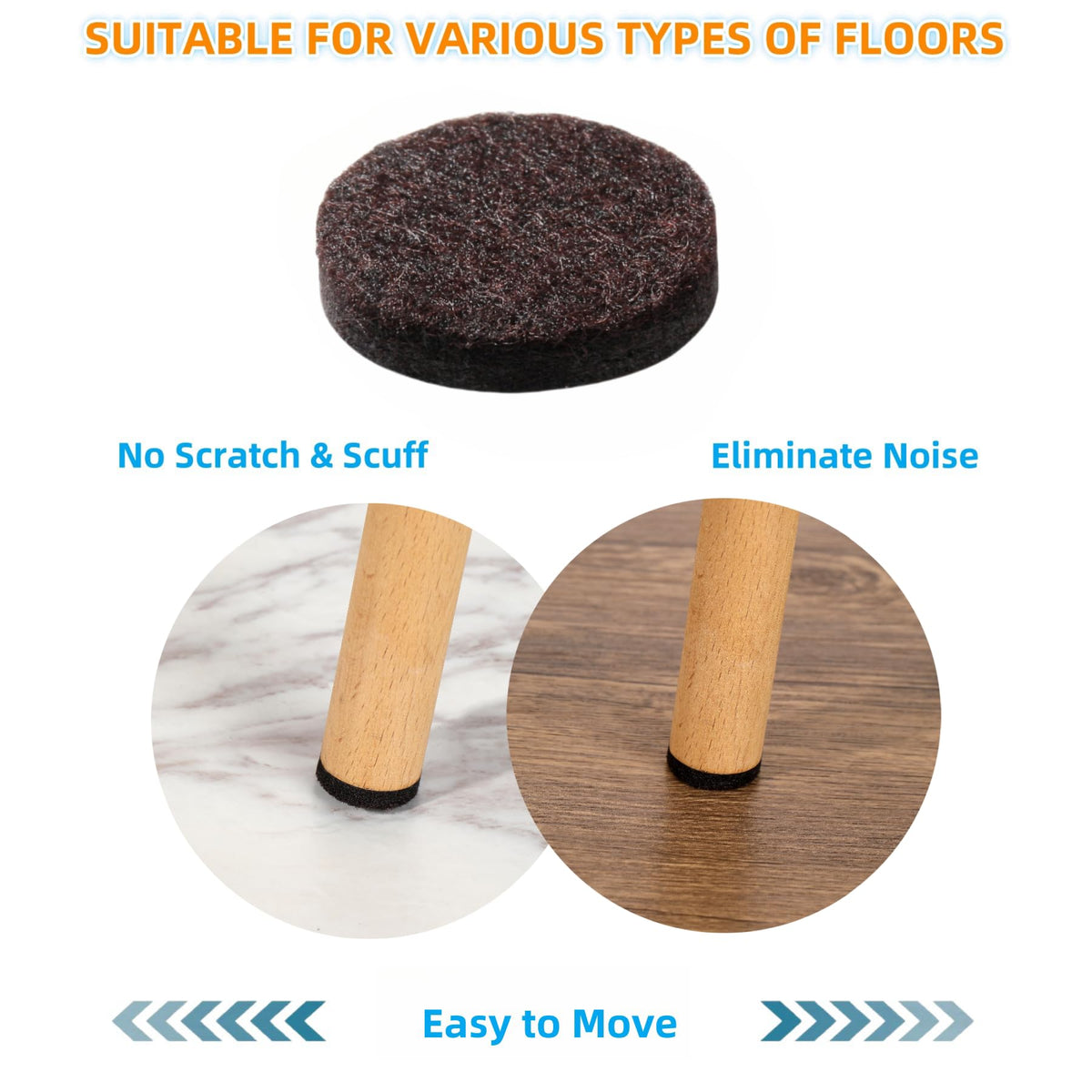 Felt Furniture Pads for Hardwood Floors 164 Piece (129 Count)