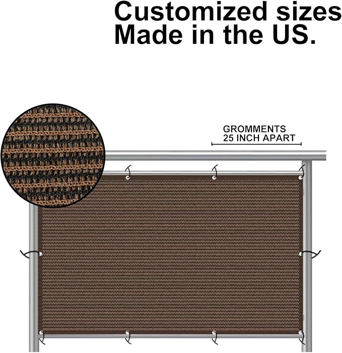 Eden's Decor Balcony Privacy Screen Brown 3'x 20' Cover Mesh Windscreen Weather-Resistant UV Protection for Backyard Deck, Patio, Balcony, Pool, Porch, Fence, Railing, Gardening