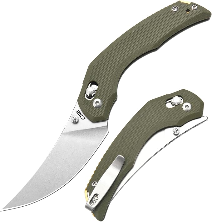CJRB Nanner Pocket Knife with 3.23" AR-RPM9 Steel Blade, Pocket Knife with G10 Handle for Men Women, Crossbar Lock EDC Knife for Camping Hiking, Designed by Dustin Rhodes(J1955 Green)