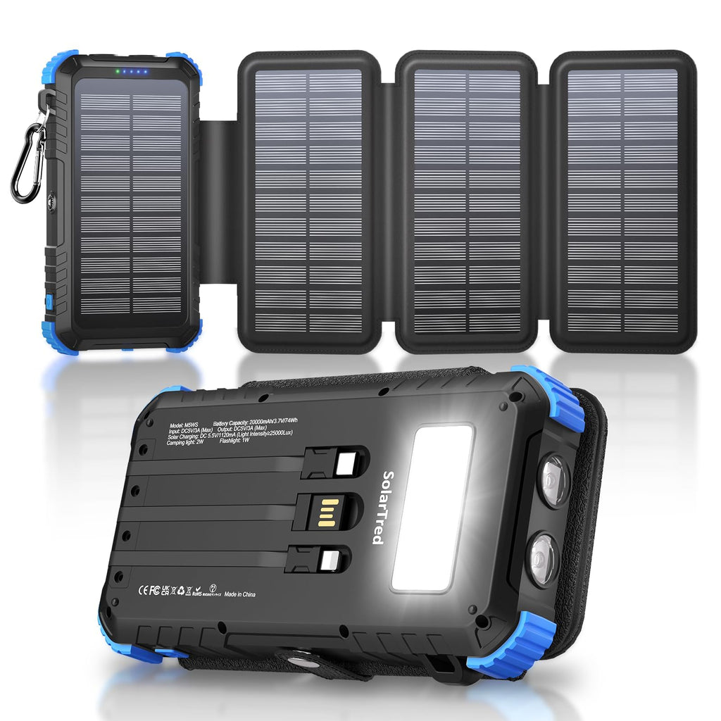 SolarTred Portable Power Bank - 20000mAh, Solar