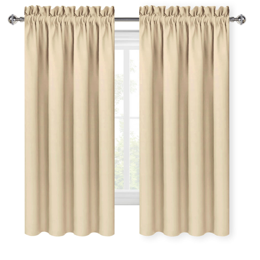 Blackout Curtains for Bedroom Living Room 52 x 63 Inch Long Beige (2 Count)