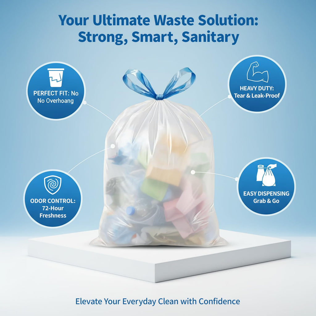 1.6 Gallon Mini Trash Bags Drawstring (120 Count)