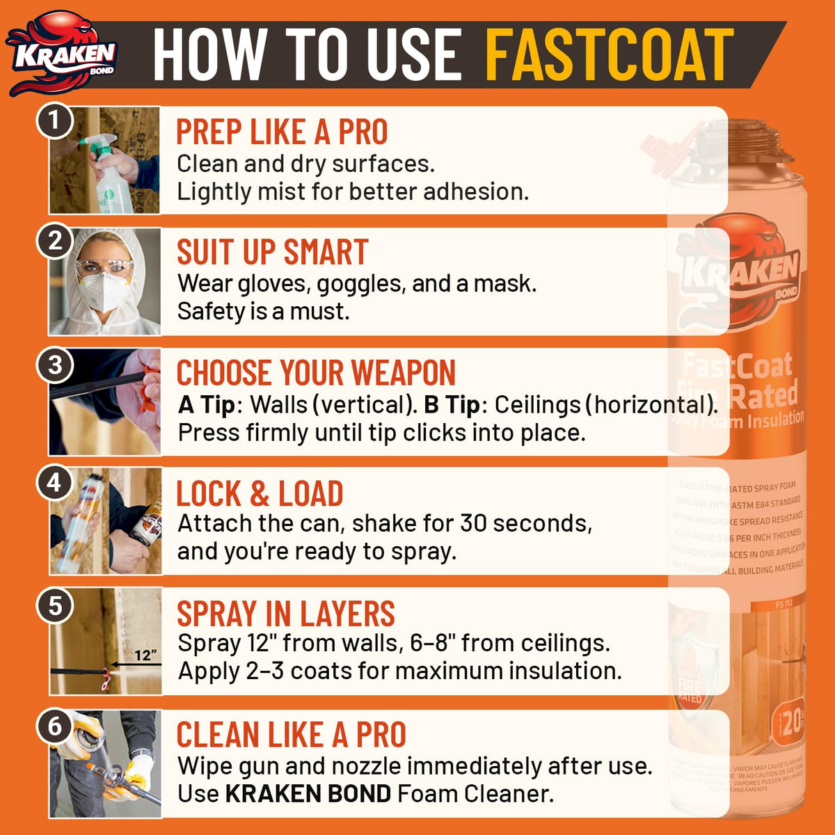 Fastcoat Fire Rated Spray Foam Insulation Closed Cell in a Can 360 sq ft (18 Count)