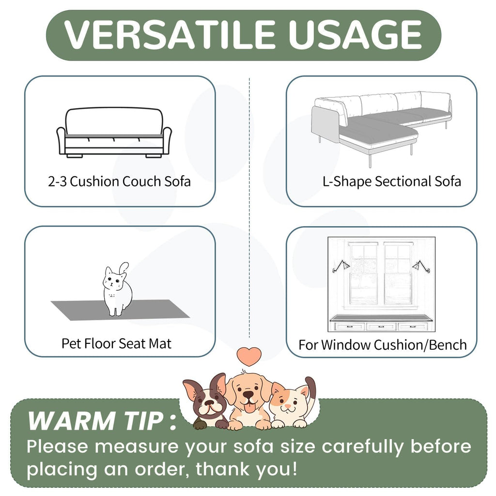 Washable Couch Covers for 3 Cushion Sofa Non Slip Pet Dog Sofa Cover (9 Ounce)