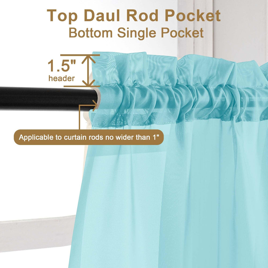 Aqua Sheer Curtains 45 Inch Long 2 Panels (2 Count)