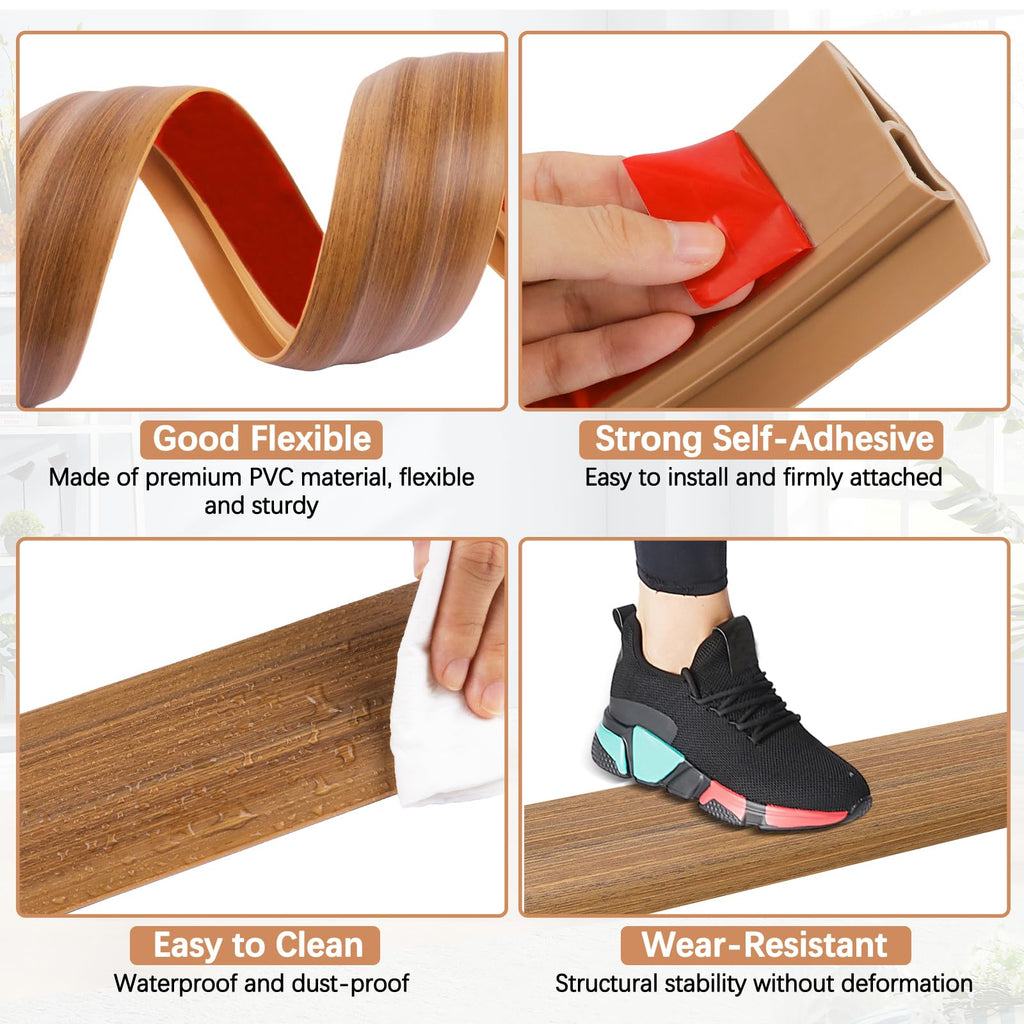 Vinyl Door Threshold Flooring Transition Strip Self Adhesive Carpet Edging Strip for Laminate Doorway Edge Threshold from 1 (6.6 Foot)