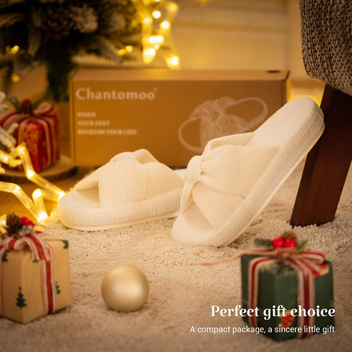 Slippers for Women Memory Foam House Bedroom Bow Crossbands Pearlescent Slipper Shoes Comfy Trendy Gift Slippers White Size 11 12 10.5