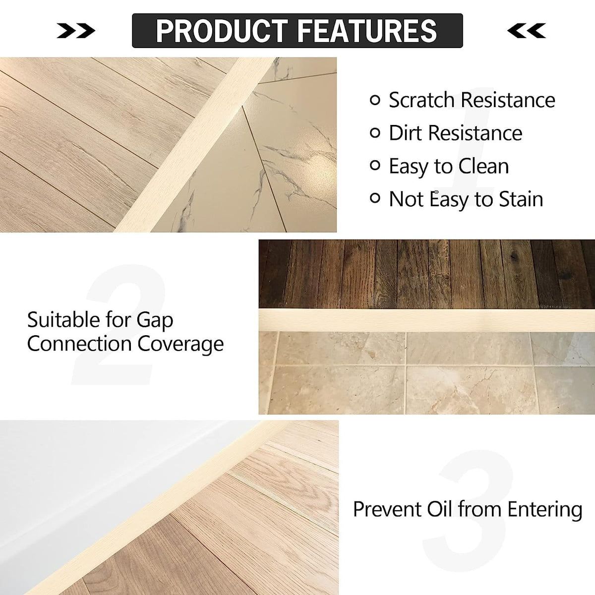 3.3Ft Floor Transition Strip Self Adhesive Vinyl Cover Floor Strip Flat Divider Transition Strip Wood Grain Design for Laminate Floor Gaps and Doorway Transitions