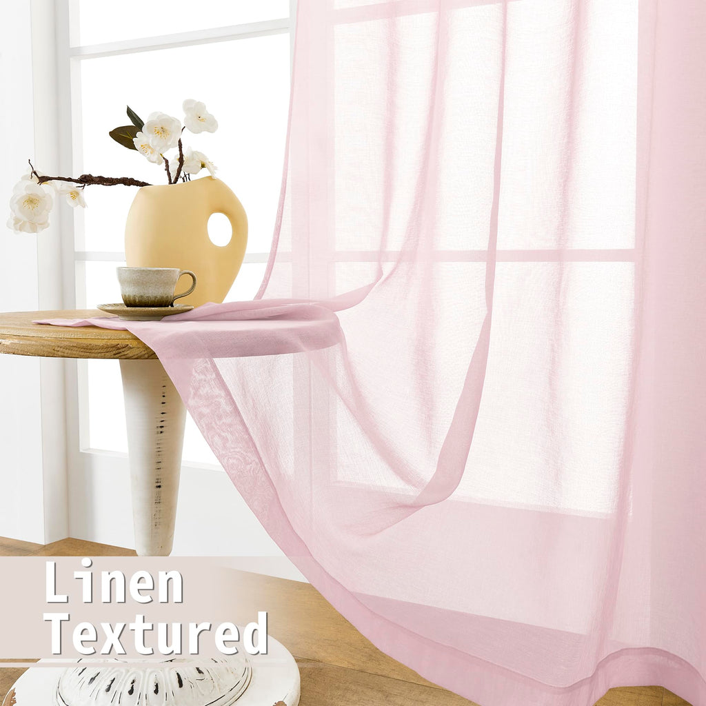Sheer Door Curtains Closet Linen Textured Curtain Sheers Doorway Light Filtering Voile French Doors Rod Pocket Curtains Patio Glass Door