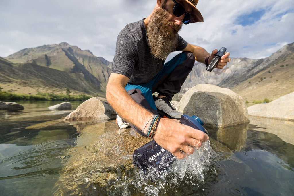 LifeStraw Sports Water Bottles - 650 ml, Collapsible, Gray