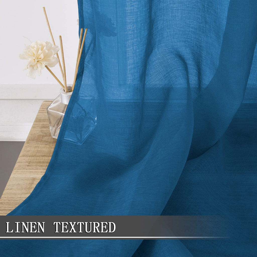 Sheer Curtains Linen Textured Living Room Curtain Sheers Light Filtering Rod Pocket Voile Curtains for Bedroom (2 Count)