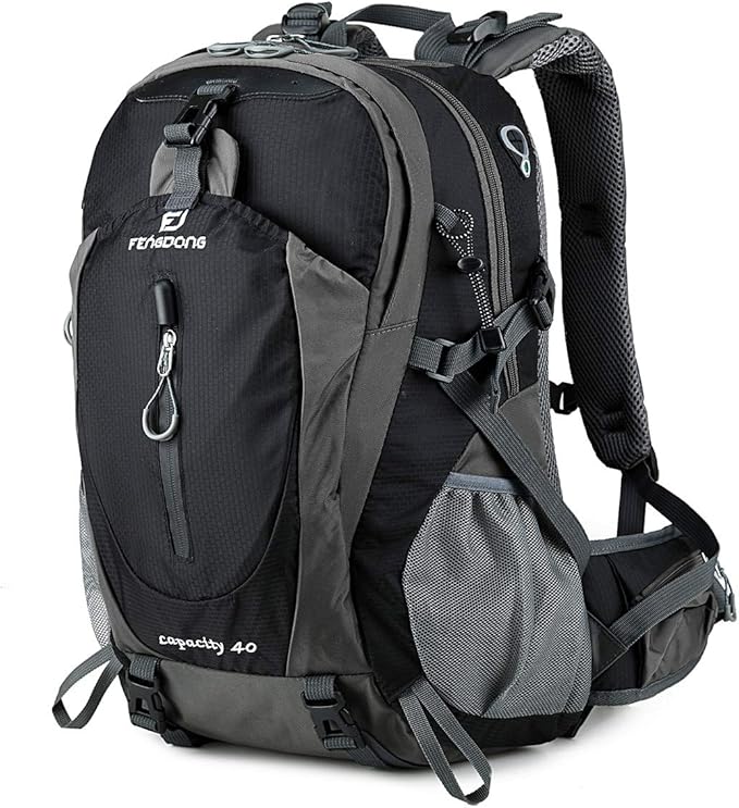 FENGDONG 40L Waterproof Lightweight Outdoor Daypack Hiking,Camping,Travel Backpack for Men Women Black