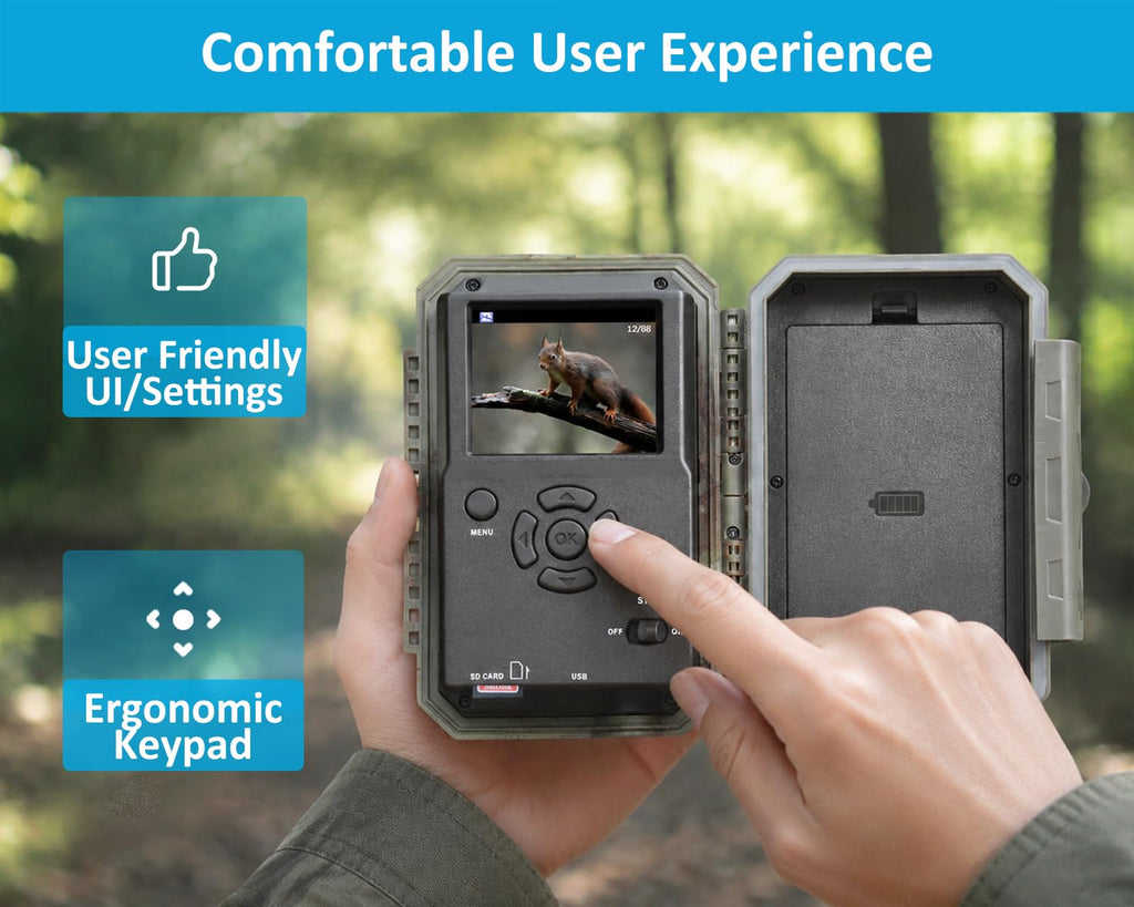 GardePro Trail Camera - 64MP, 1296P, 100ft, Non-Cellular, Non-WiFi