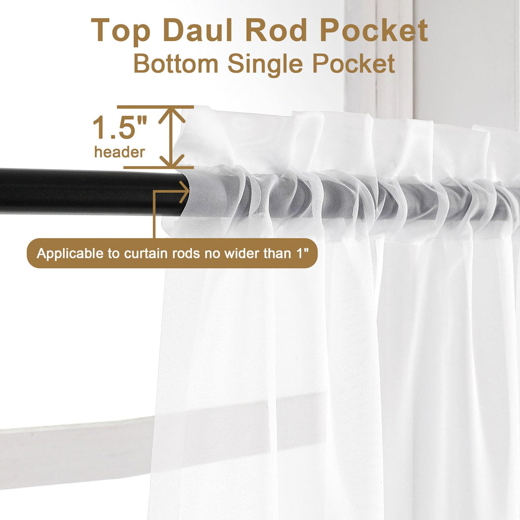 Sheer White Curtains 90 inches Long 2 Panels (2 Count)