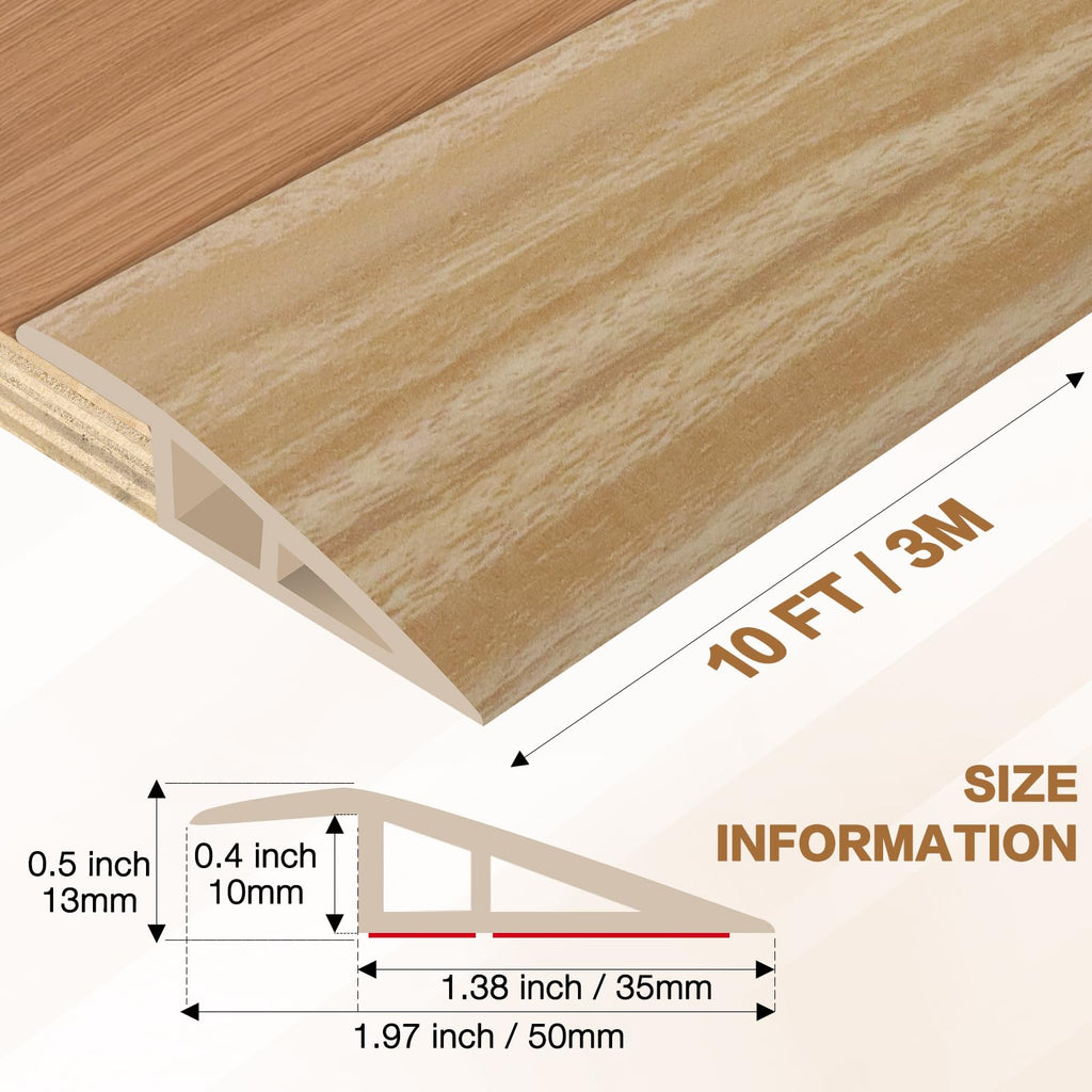 Floor Transition Strip Vinyl Door Threshold Ramp Self Adhesive Carpet Edging Strip Doorway Edge Trim (10 Foot)