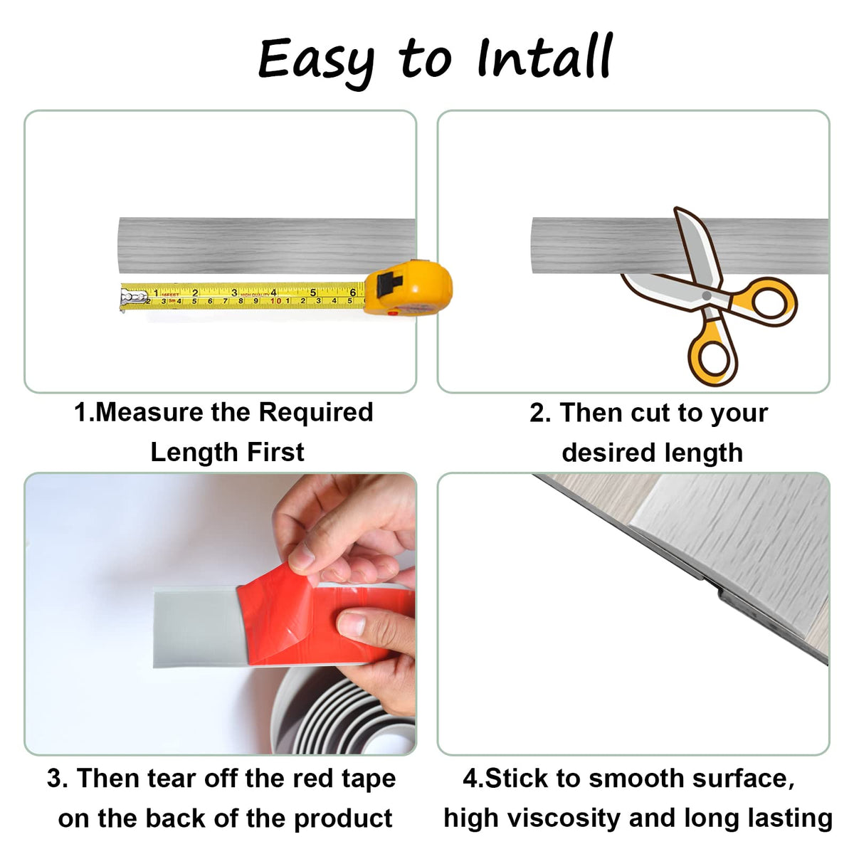 Floor Door Flat Transition Strip & Self Adhesive Floor Vinyl Floor Edge Trim Laminate Floor Gap Covering Joining Strip