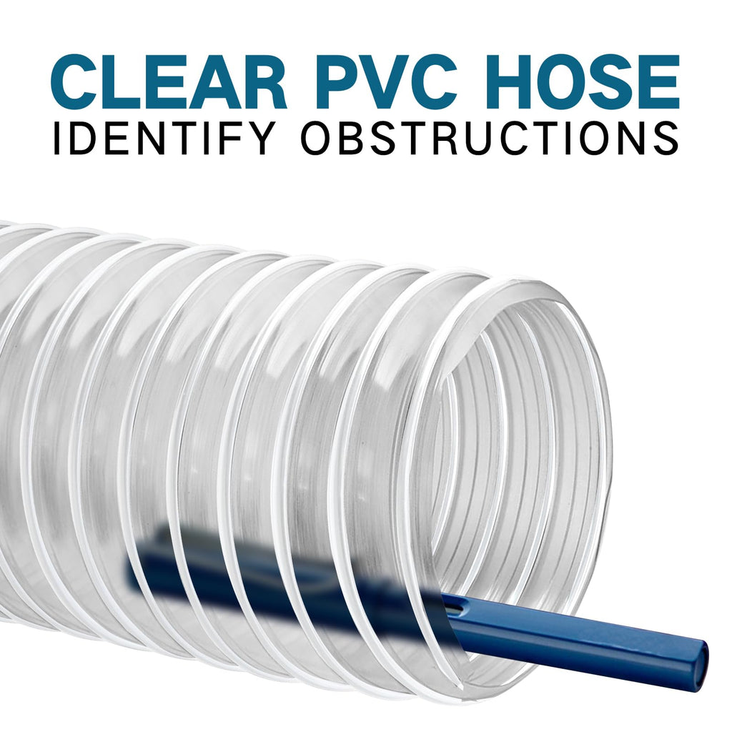 6"x5' PVC Dust Collection Hose with 2 Stainless Clamps for Woodworking