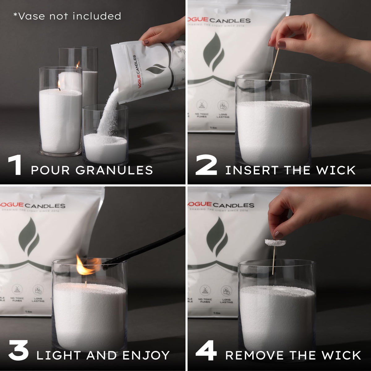 Vogue Candles White Pearled Candle Sand Wax Kit (640 Ounce)