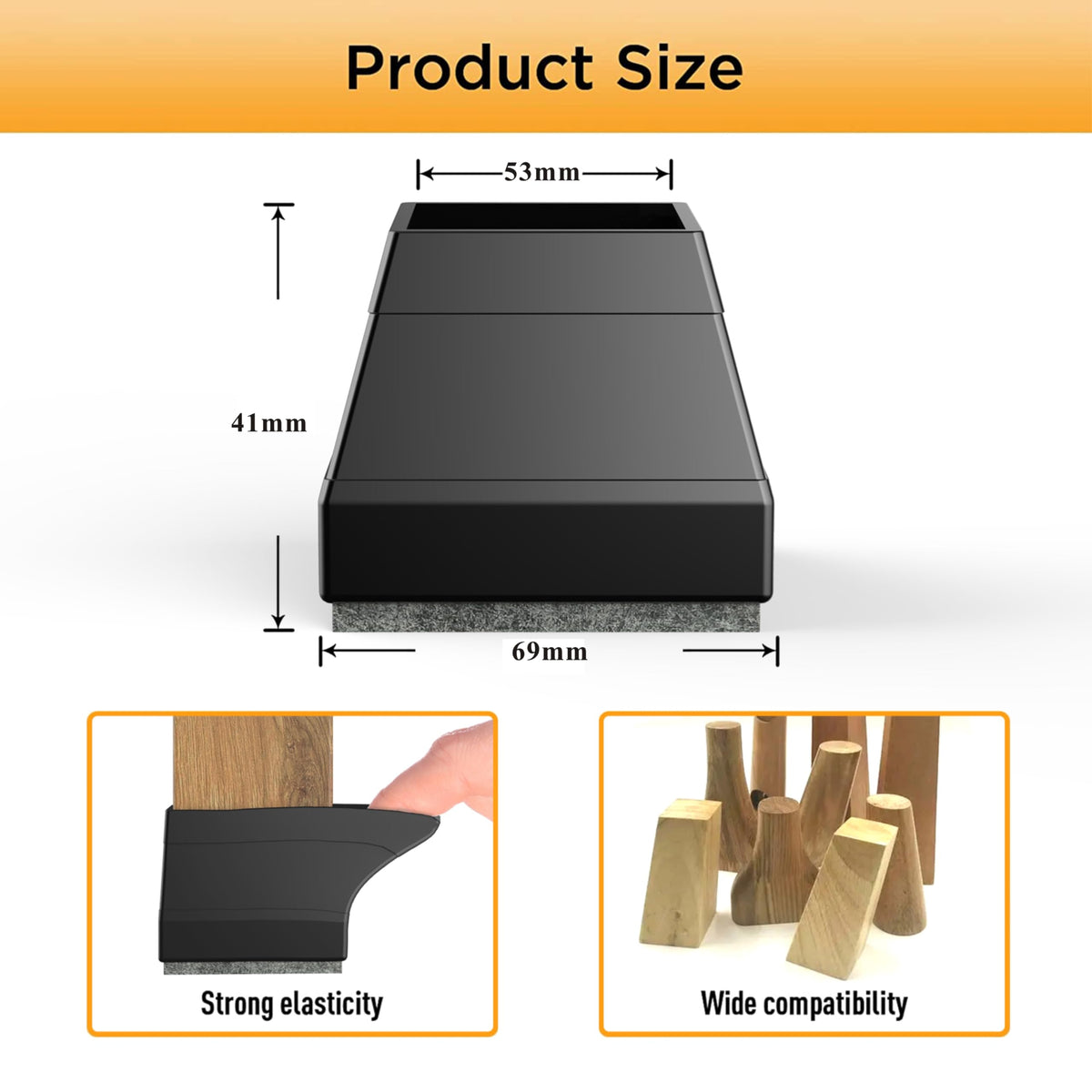Square Chair Leg Protectors for Hardwood Floors (8 Count)