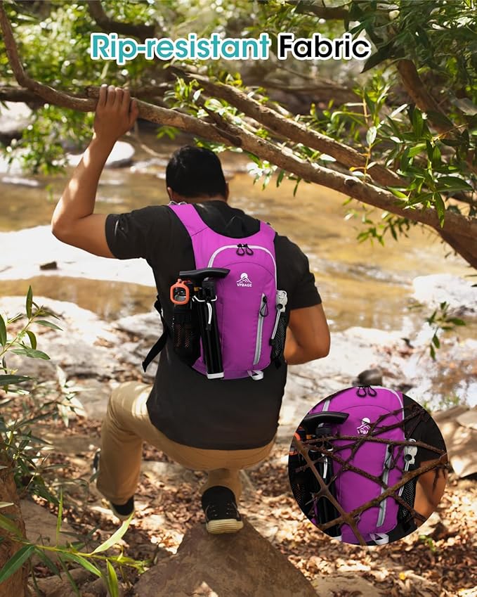 Small Hiking Backpack with Front Phone Holder, Packable Back pack with Chest and Waist Strap, Lightweight Daypack for Women Men