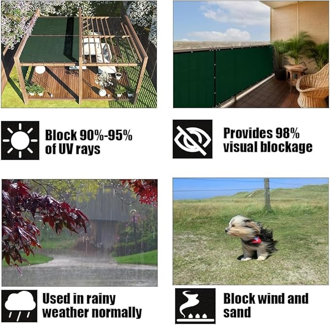 Petgrow Fence Privacy Screen 5FT X 23FT– Heavy Duty (HDPE) Outdoor Shade Mesh Cloth, 90% Blockage Fencing Shade Net Cover for Garden, Backyard, Balcony & Swimming – UV Protection, Windproof