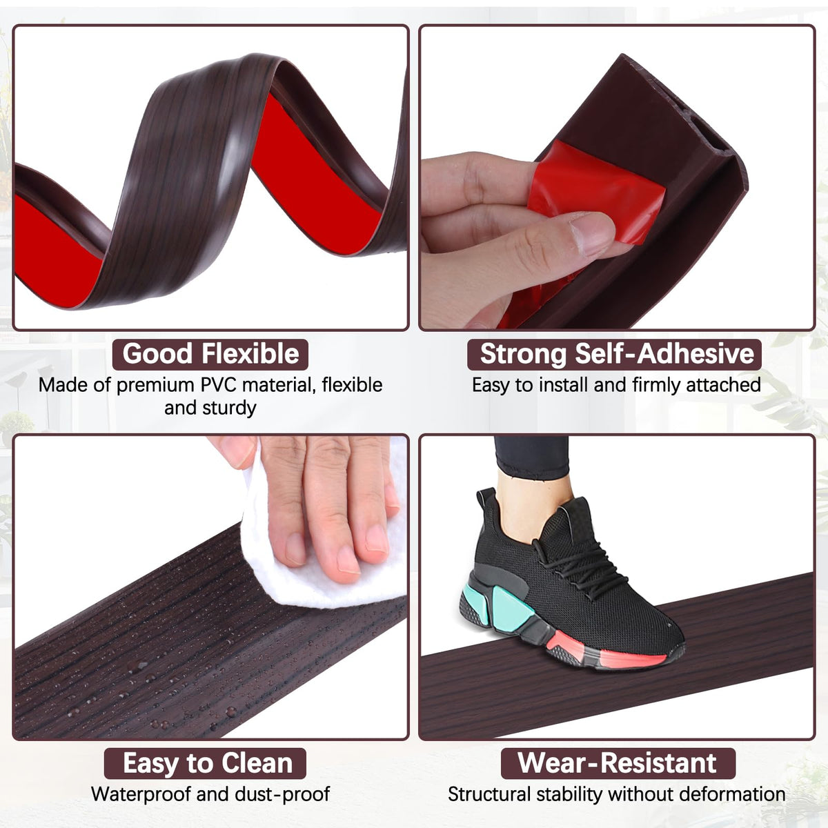 Vinyl Door Threshold Flooring Transition Strip Self Adhesive Carpet Edging Strip for Laminate Doorway Edge Threshold from 1