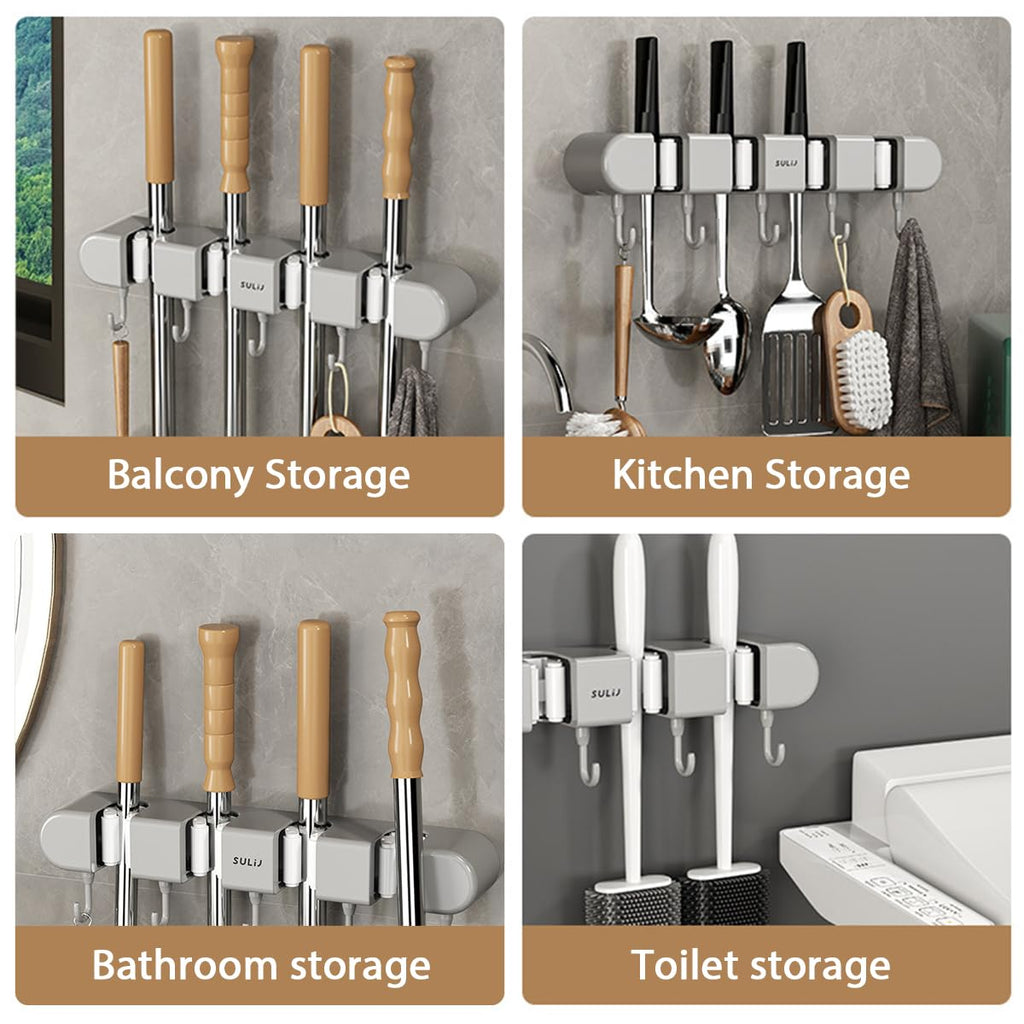 3PCS Broom Holder Wall Mount