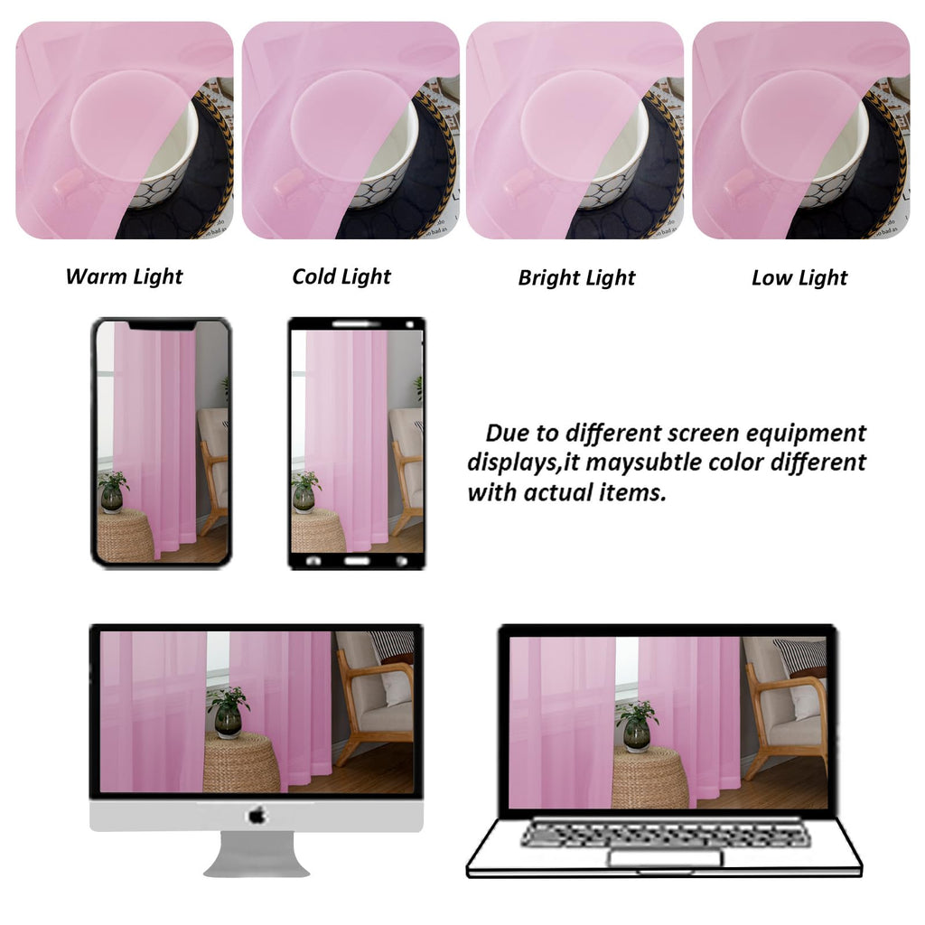 Pink Sheer Curtains 108 Inches Long (2 Count)