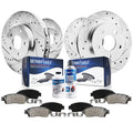 Detroit Axle - Brake Kit for 2007-2011 Honda CR-V 2010-2012 Acura RDX, Drilled and Slotted Disc Brake Rotors Ceramic Brakes Pads