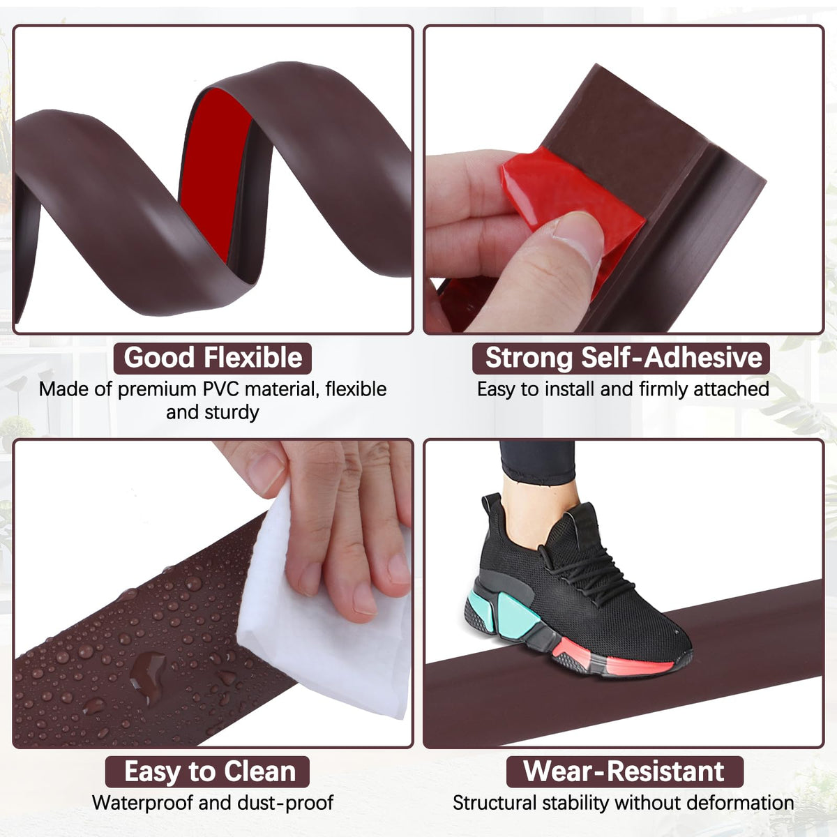 Vinyl Door Threshold Flooring Transition Strip Self Adhesive Carpet Edging Strip for Laminate Doorway Edge Threshold from 2 (10 Foot)
