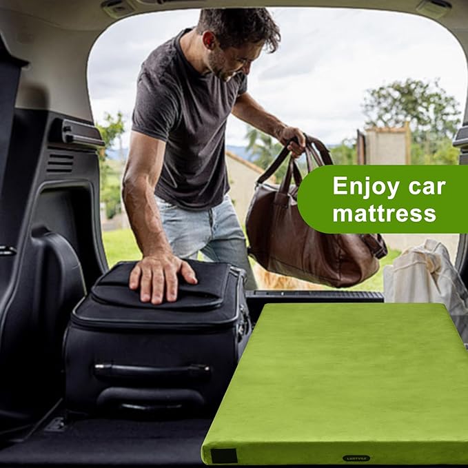 Memory Foam Camping Mattress pad, Comfortable Thick Floor Sleeping Mat for Adults with Waterproof and Non-Slip Bottom, Portable Roll Up Mattress for Sleepover Guest,Cot Mad for Car Camping
