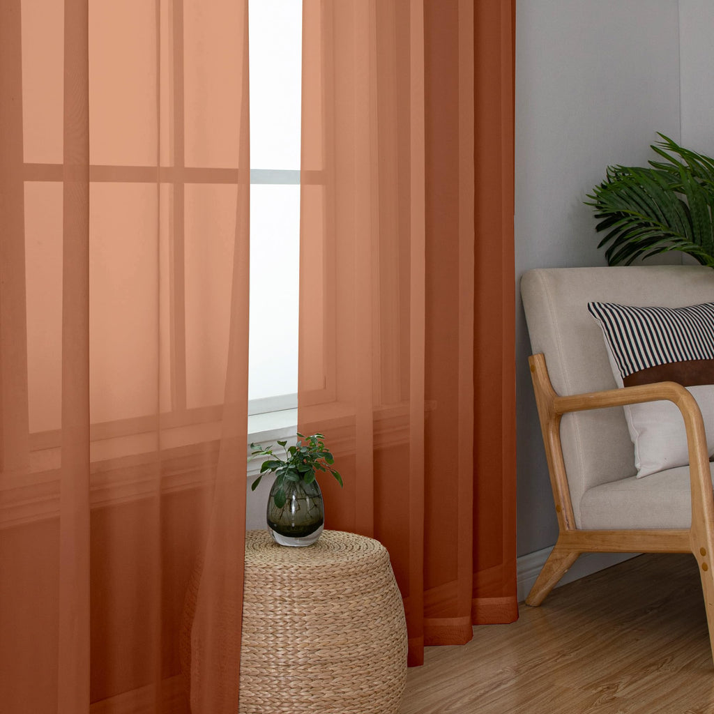 Orange Sheer Curtains 36 inch Length 2 Panels (2 Count)