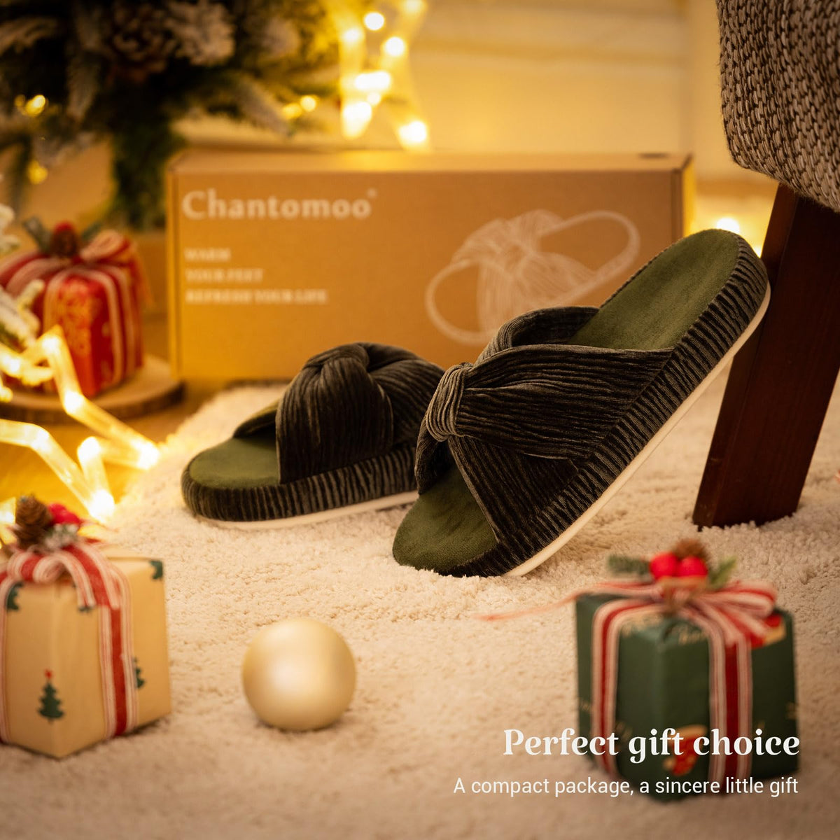 Slippers for Women Memory Foam House Bedroom Bow Crossbands Pearlescent Slipper Shoes Comfy Trendy Gift Slippers Olive Size 9 10 8.5