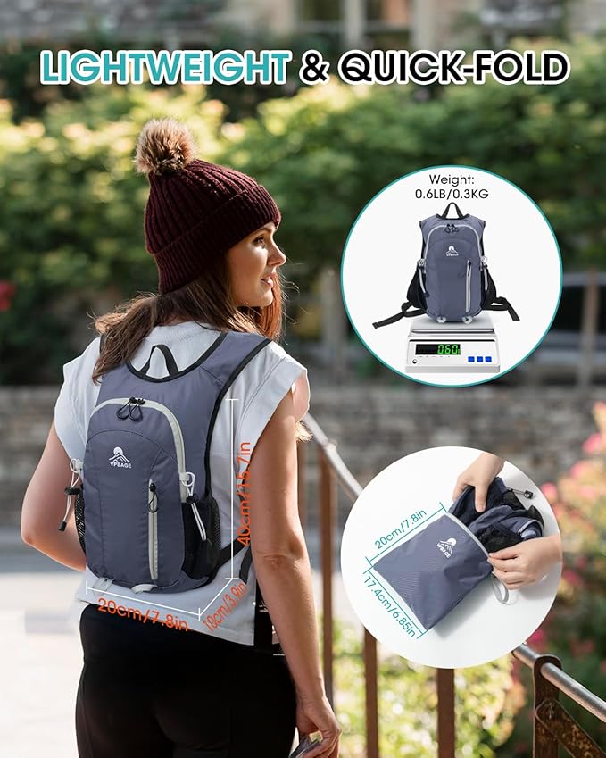 Small Hiking Backpack with Front Phone Holder, Packable Back pack with Chest and Waist Strap, Lightweight Daypack for Women Men