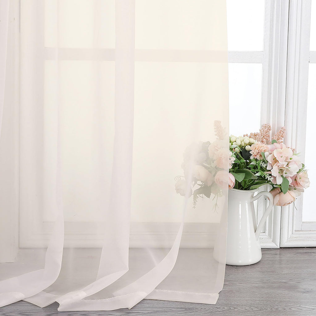 Cream Sheer Curtains 45 Inch Long 2 Panels (2 Count)