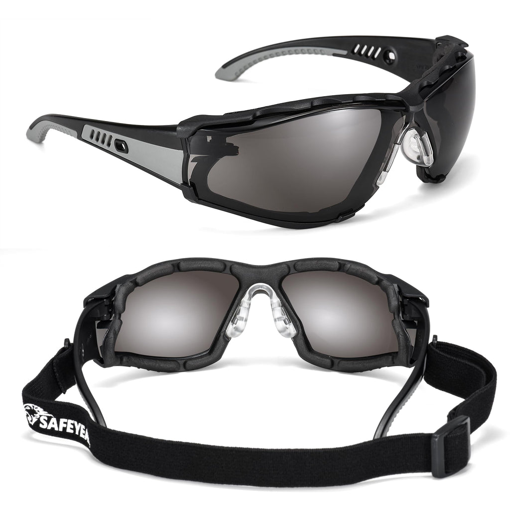 Safety Glasses Anti Fog Scratch Resistant ANSI Z87.1 CE Protective Eyewear with Foam Gasket Adjustable Strap