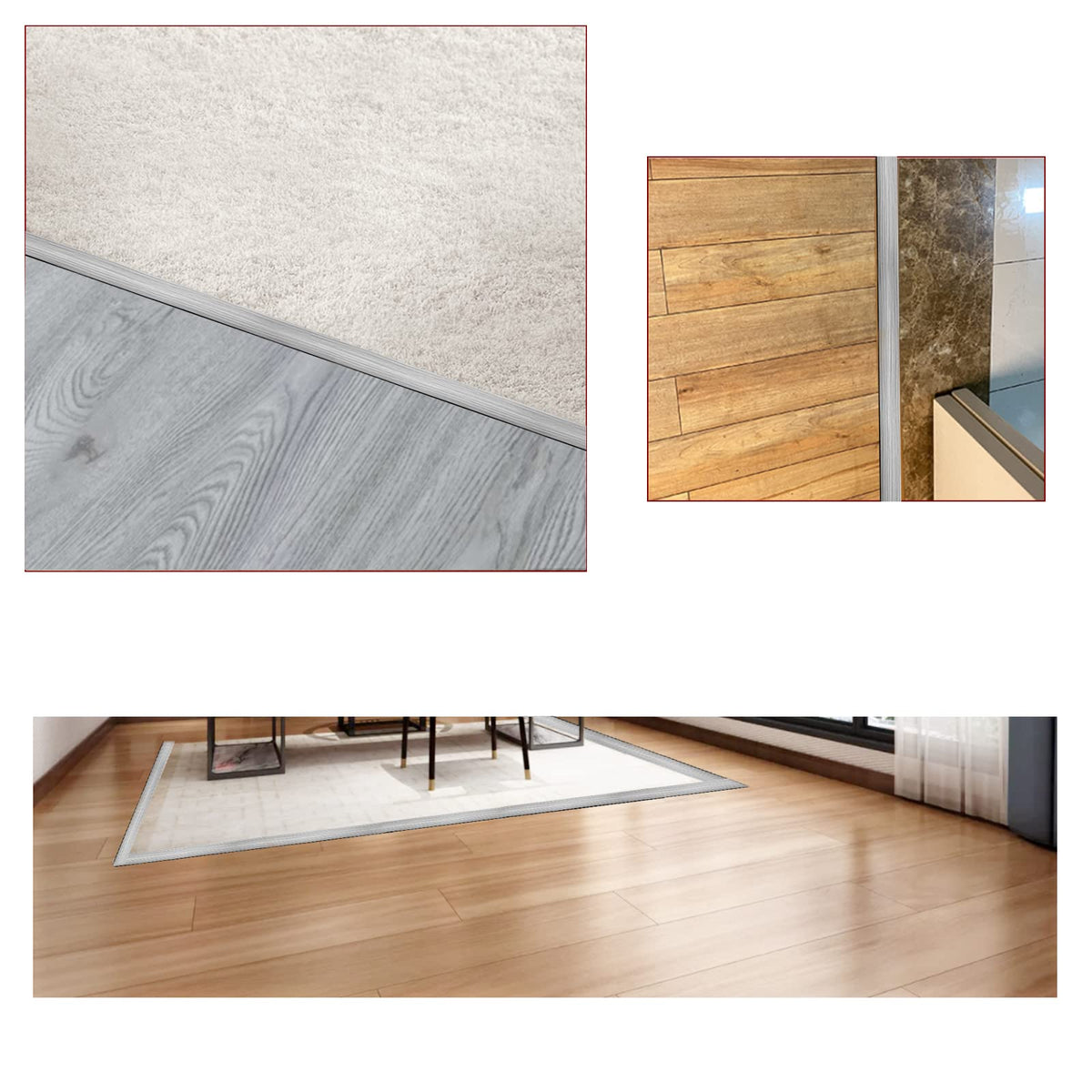 Floor Door Flat Transition Strip & Self Adhesive Floor Vinyl Floor Edge Trim Laminate Floor Gap Covering Joining Strip