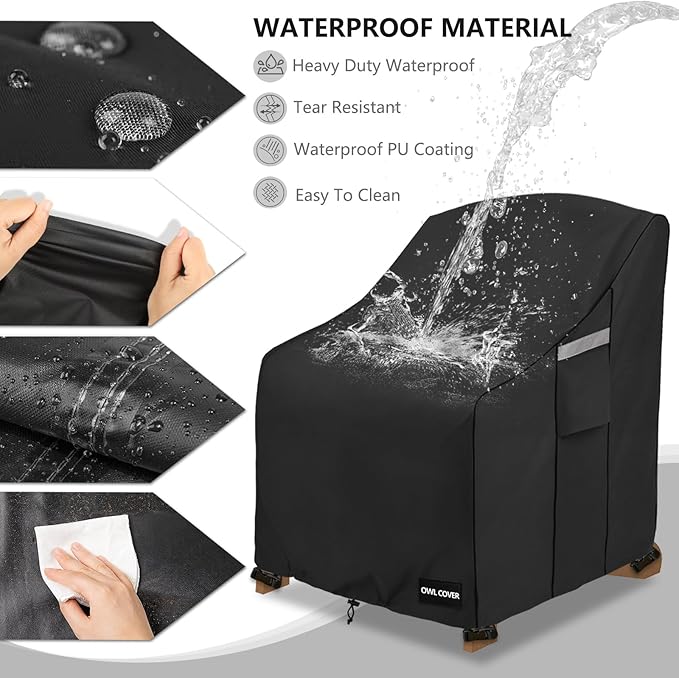 Outdoor Chair Covers 37"W x 40"D x 36"H,600D Heavy Duty Waterproof Patio Chair Cover,Outdoor Furniture Covers for Lawn/Garden Chiar,Black