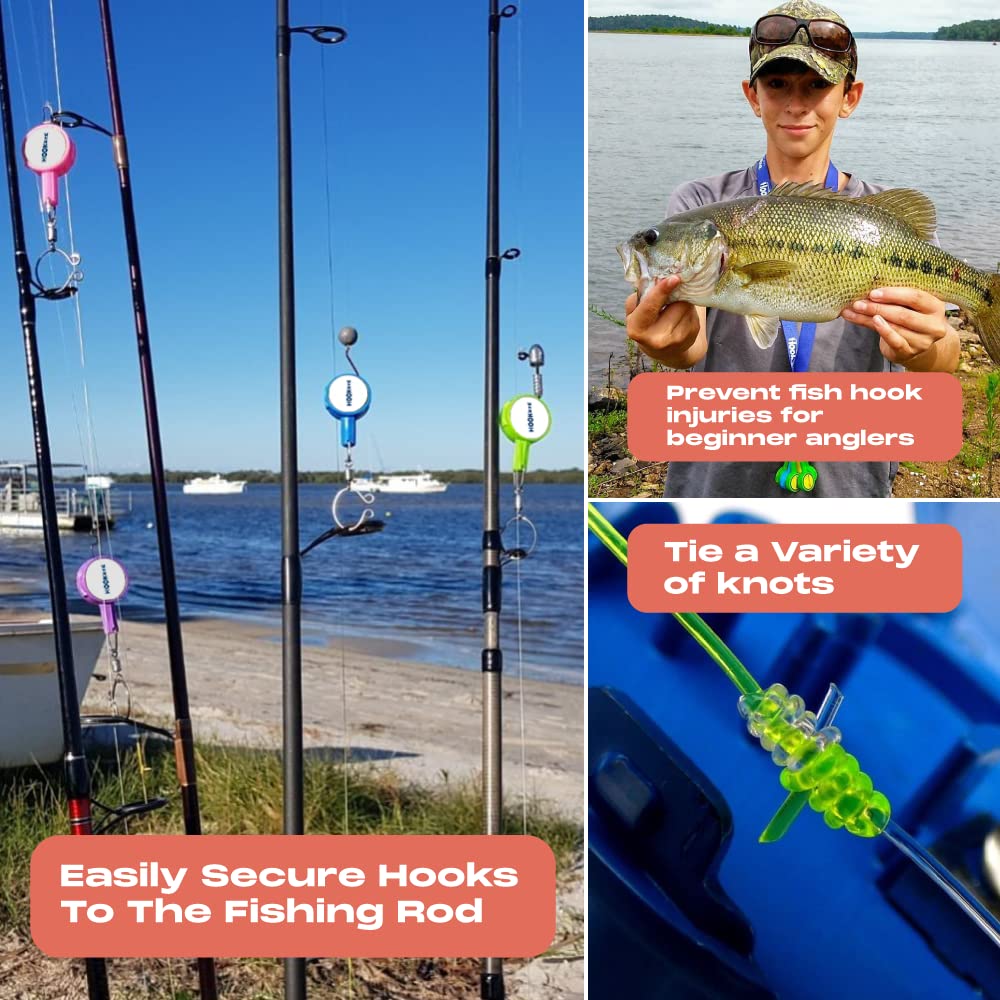 2023 Updated Design Hook Eze Fishing Gear Knot Tying Tool | Pack of 2 | Protect from Fish Hooks | Cool Gadgets | Ice & Fly Tie Fishing Gifts for Beginner Anglers - Green