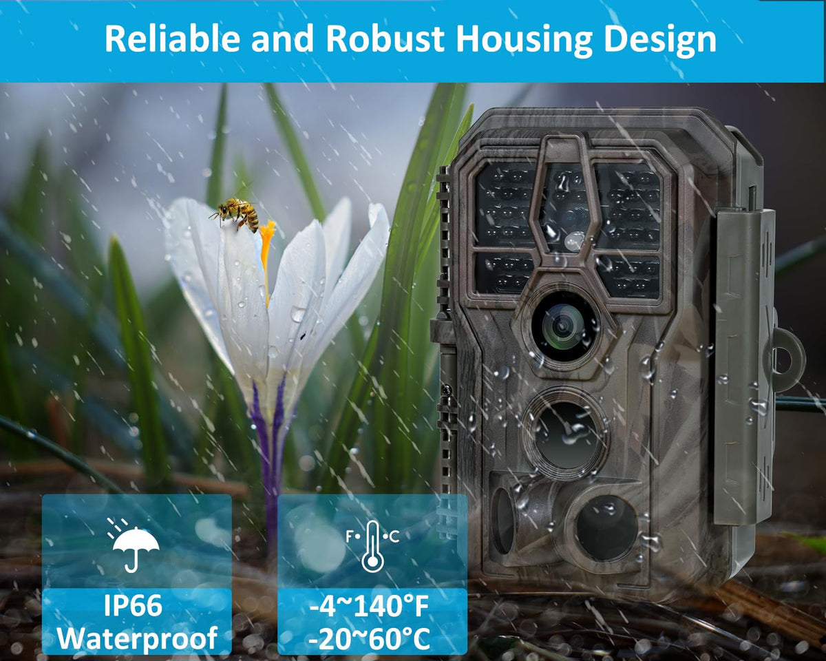 GardePro Trail Camera - 64MP, 1296P, 100ft, Non-Cellular, Non-WiFi