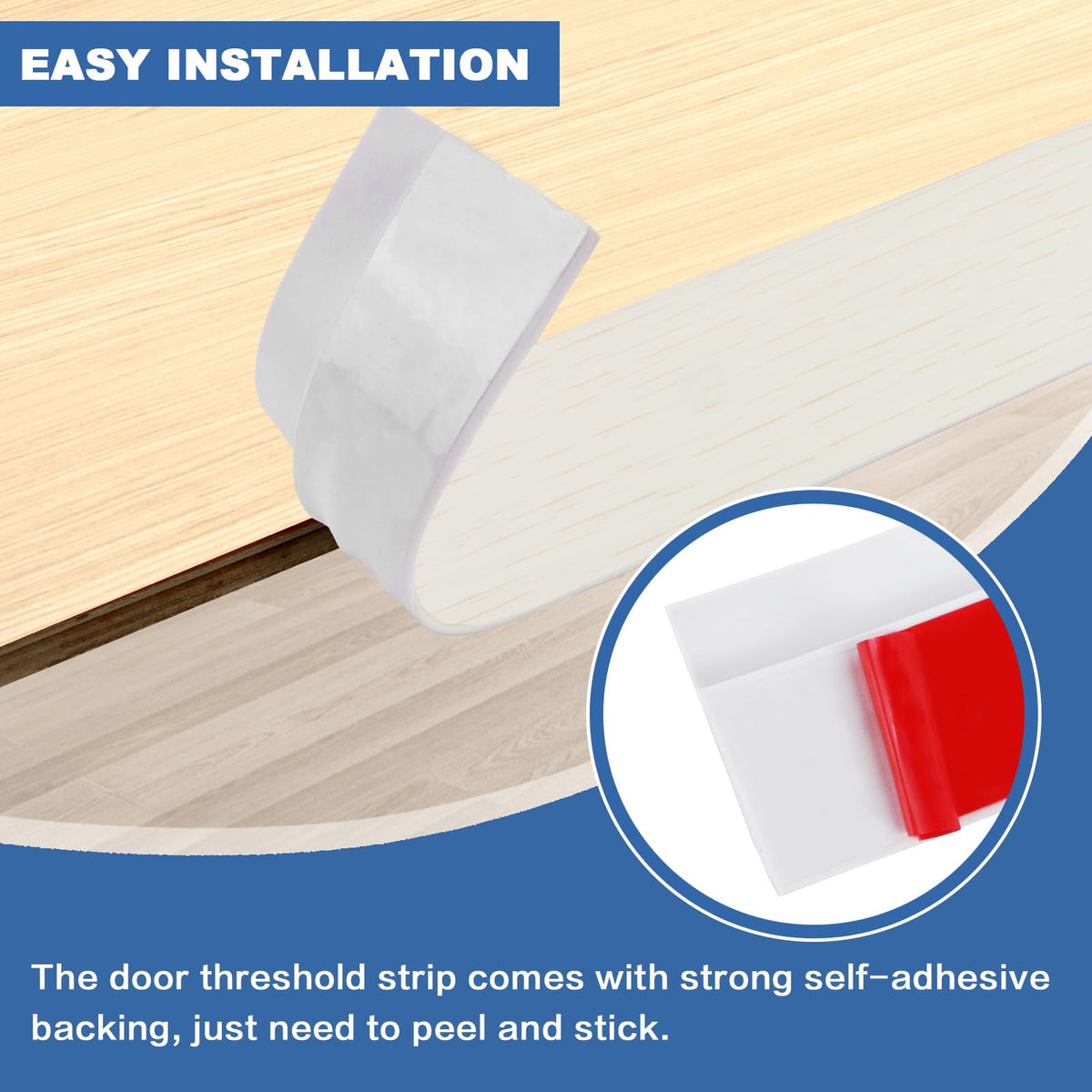 Vinyl Floor Transition Strip Self Adhesive Door Threshold Strip (6.6 Foot)