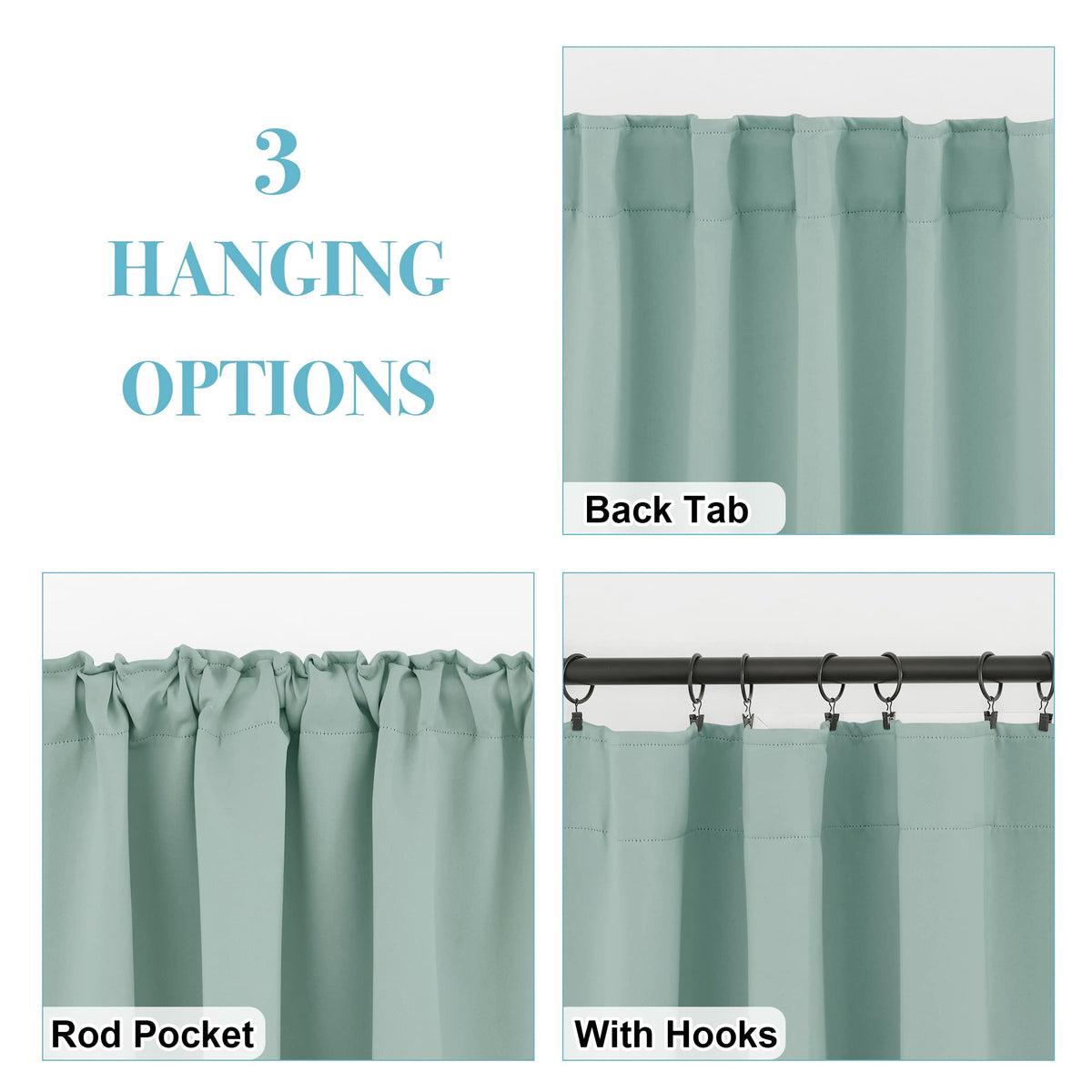 Blackout Curtains 63 inches Long for Bedroom (2 Count)