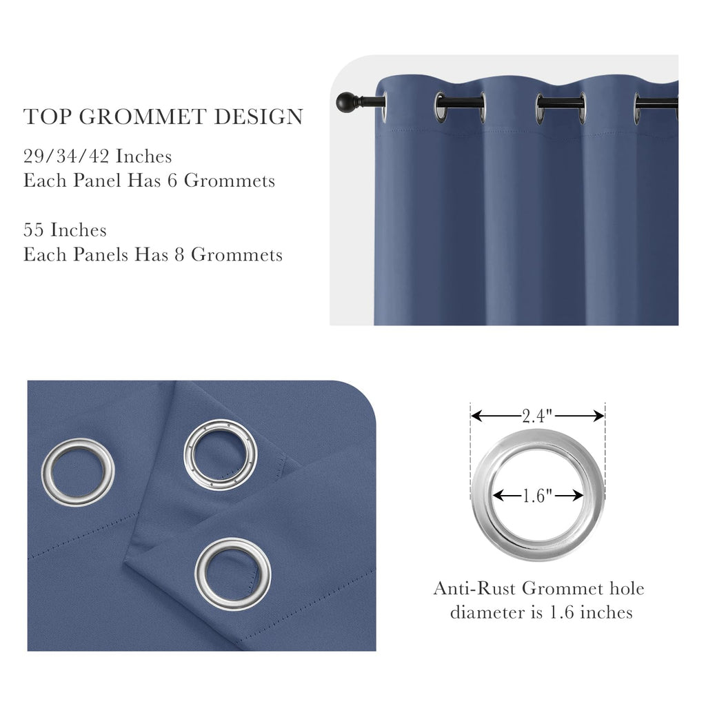 Stone Blue Bedroom Curtains for Windows (2 Count)